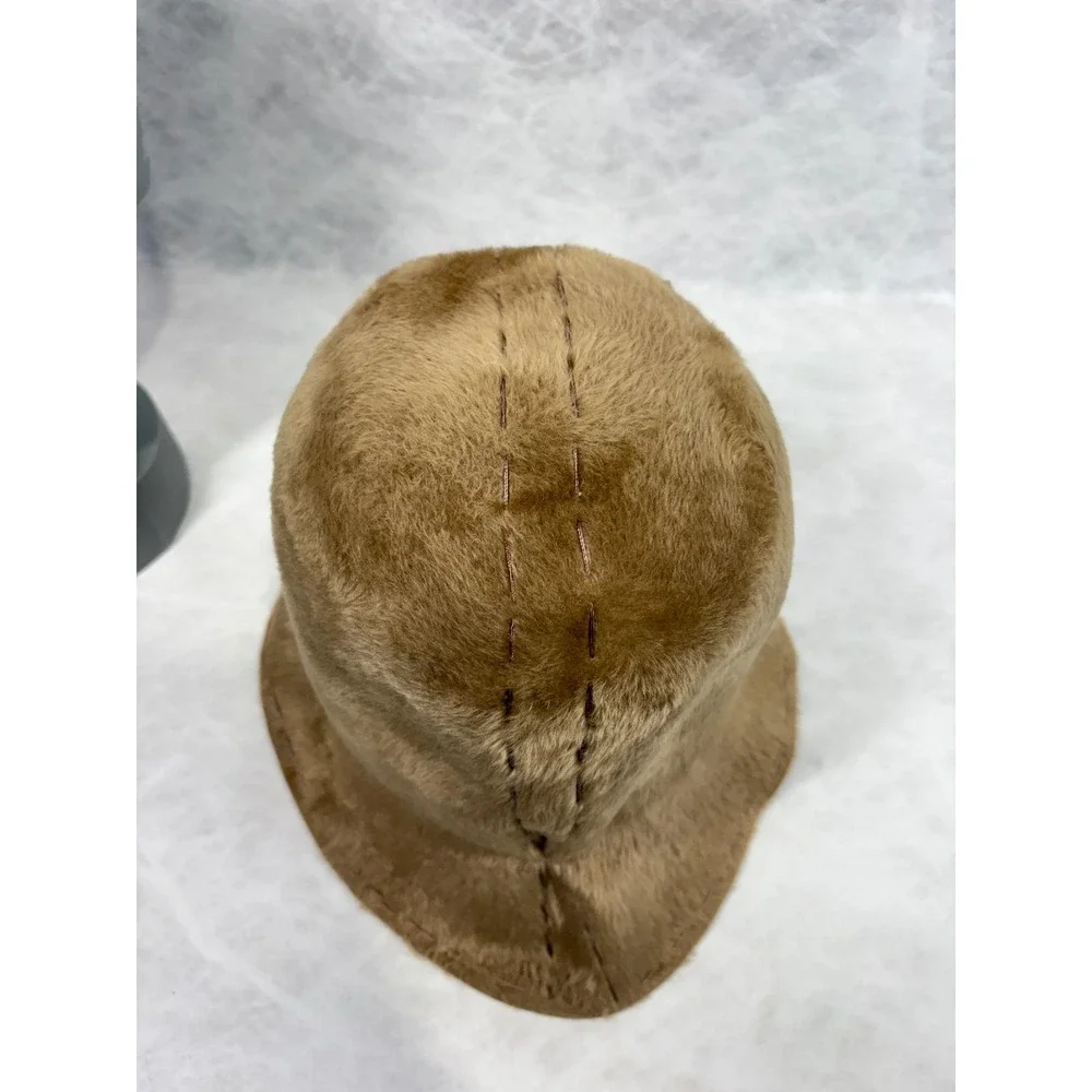 Vintage Betmar New York‎ Paris Faux Fur Bucket Hat Camel Tan Aura Mid Century